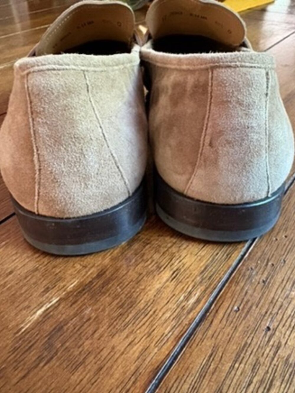 SALVATORE FERRAGAMO Ecru Suede Men's Tasseled Slip-on loafer shoes 10.5 - Picture 6 of 9